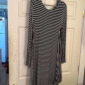 Black and White Striped Shirt Dress